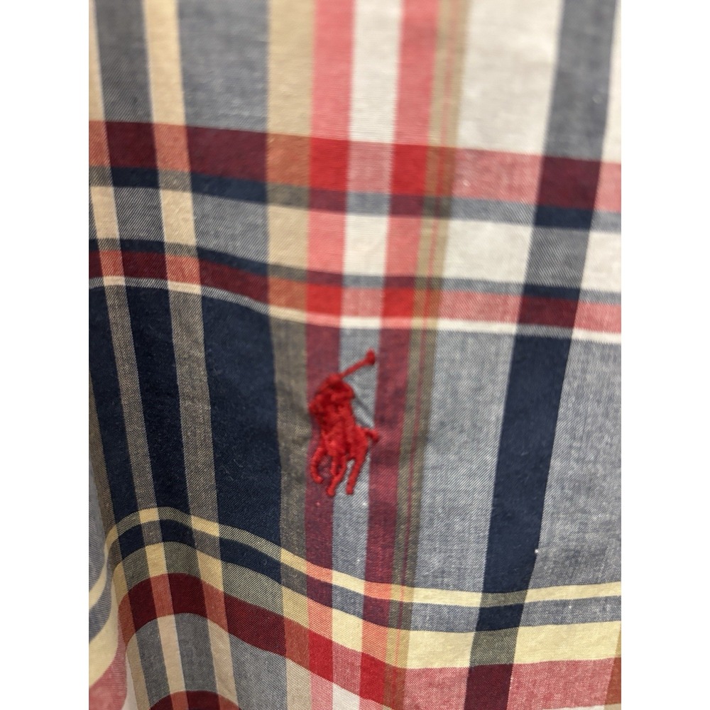 Ralph Lauren Blake Mens L Shirt Button Down Red Pony Blue Plaid Preppy Patriotic - Picture 4 of 9